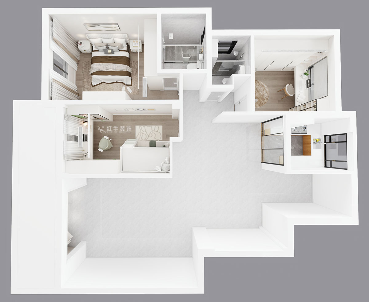 贾庭｜阳光聚宝山庄臻园28-2-304-128㎡-现代风格｜3室2厅1厨2卫｜老房装修｜定制家｜全包15